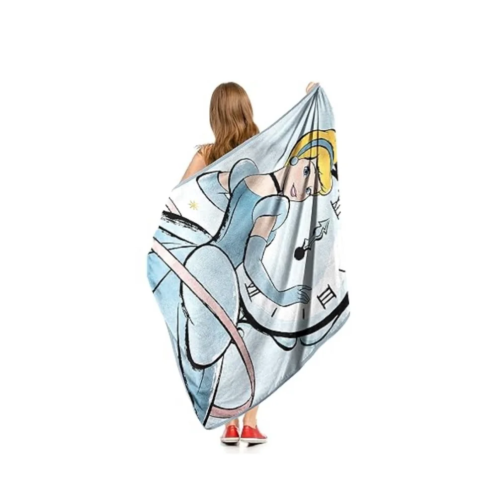 NEW Disney Cinderella Light Blue Pink Throw Blanket One Size (46x60